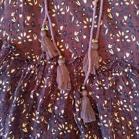 Cleobella Jaslynn Mini Dress | Boho Tiered Burgundy Floral | Size Small 803E - Picture 11 of 11